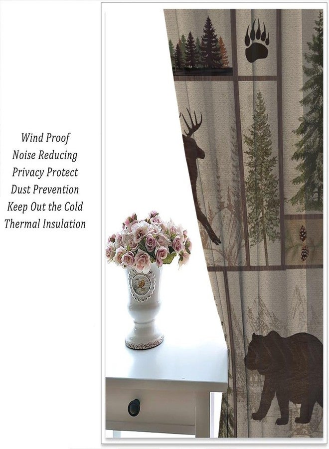YCness Retro Rustic Curtains, Wild Bear Cabin Blackout Window Treatments for Bedroom,Vintage Country Style Lodge Drapes 2 Panel Sets,42x63 Inch - Image 5